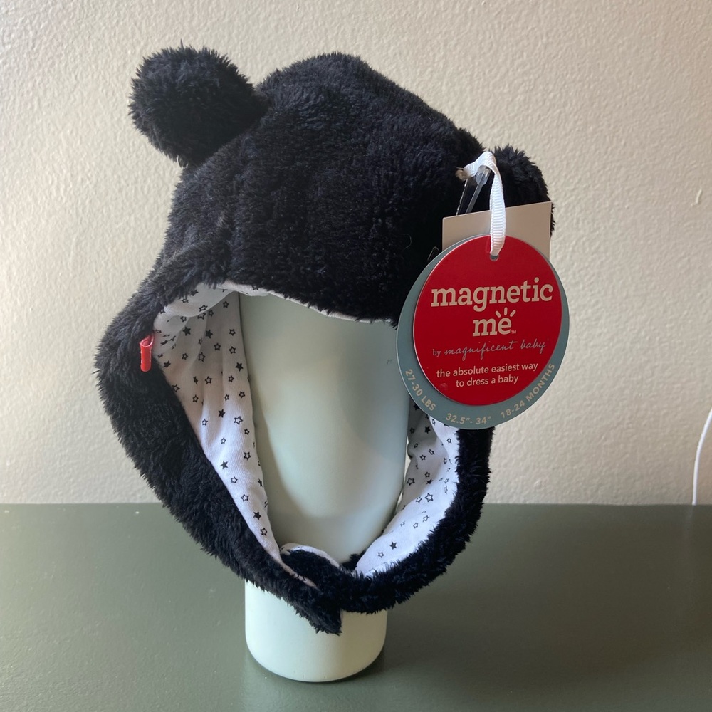 Magnetic Me Jet Black Minky fleece hat